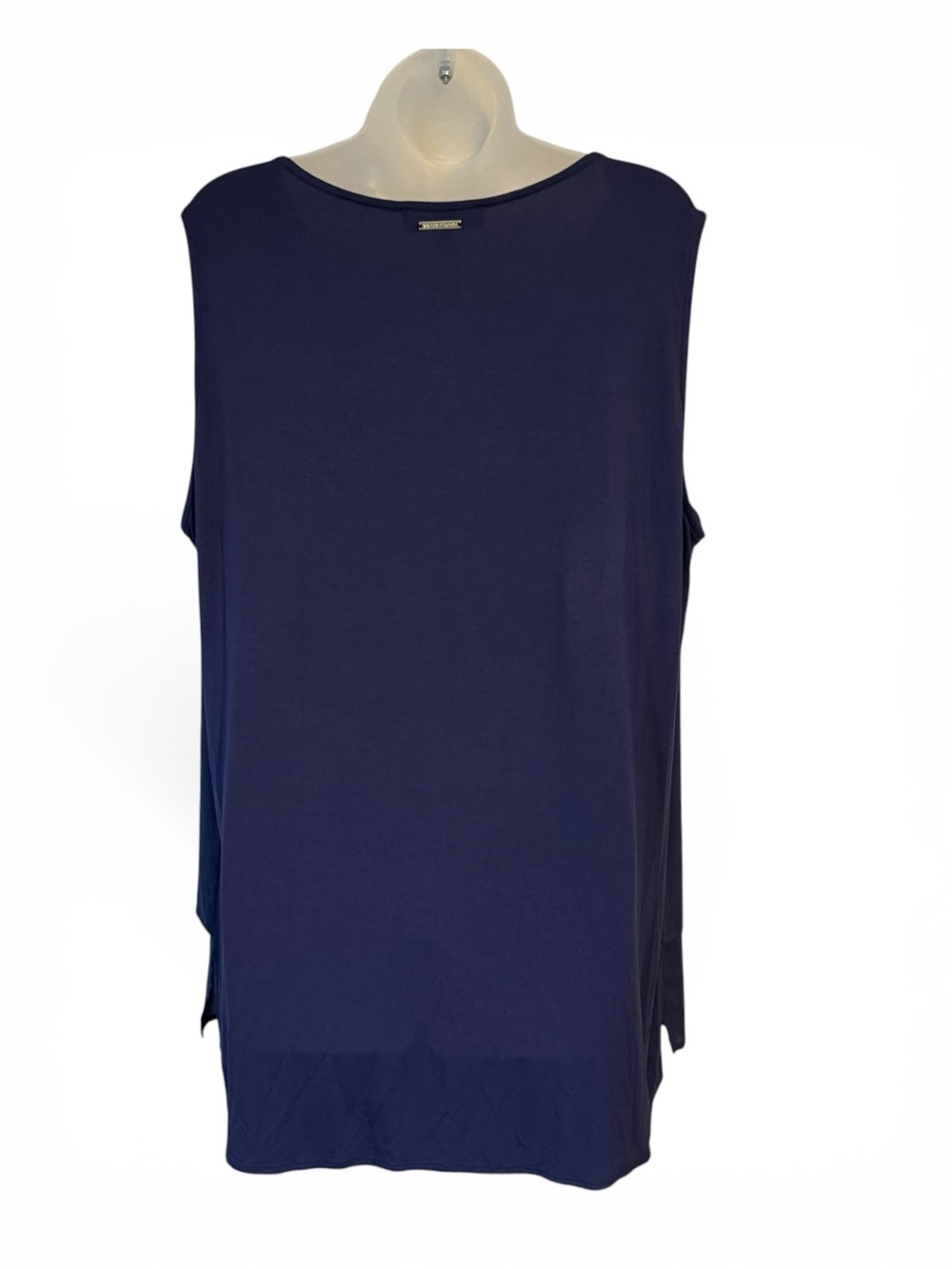 MICHAEL KORS Navy Layered Flowy V-Neck Sleeveless Tank/Shell PLUS: 2X #1 - Picture 4 of 7
